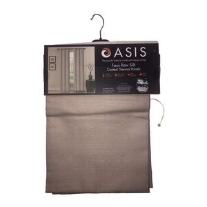 Oasis Blackout Darkening Insulating Curtains Grommets Faux Raw Silk Taupe 80x84"